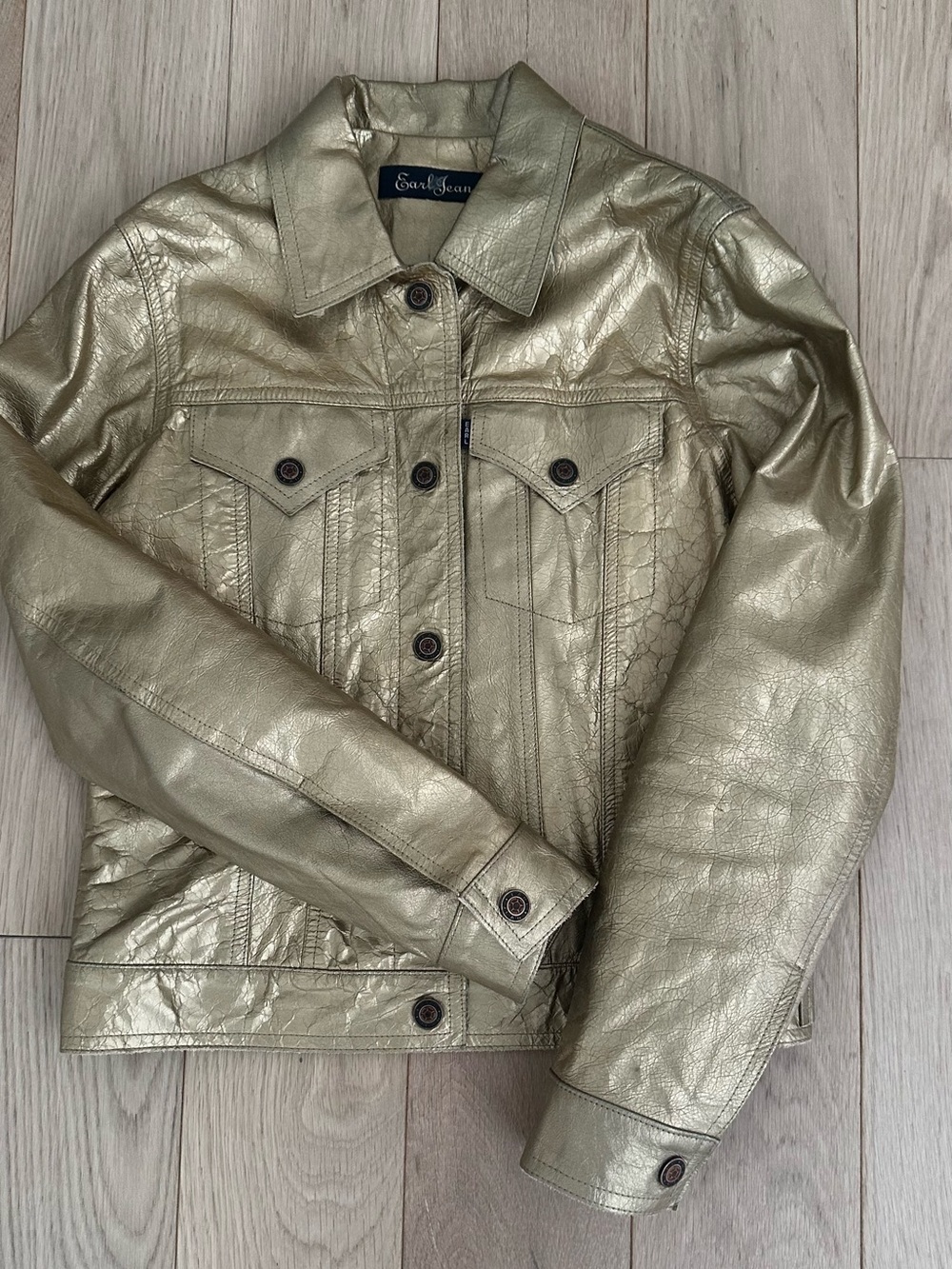 Vintage Y2K genuine gold leather jacket xs